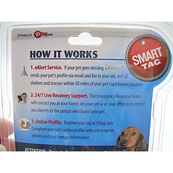 Smart Tag Pet ID Small Pink Bone Enamel EAlert Service Find Your Pet Fast - Picture 4 of 8